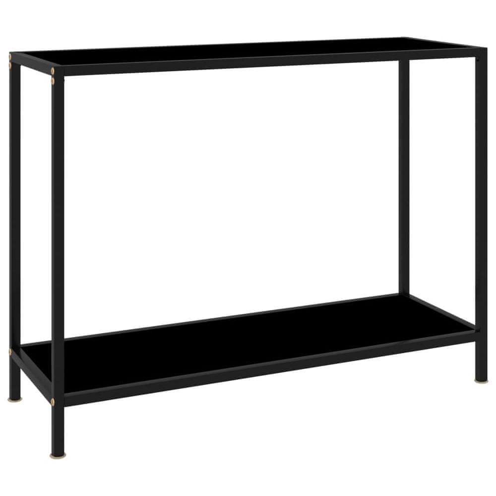 Vidaxl Konzolový stolík, čierny 100x35x75 cm, tvrdené sklo